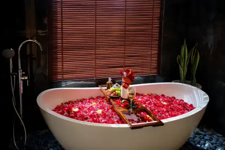 Bathtub with Romantic Decoration